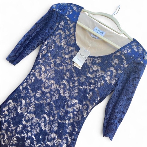 Half Sleeve Lace Meshed Midi Dress Size:2 - Picture 3 of 5